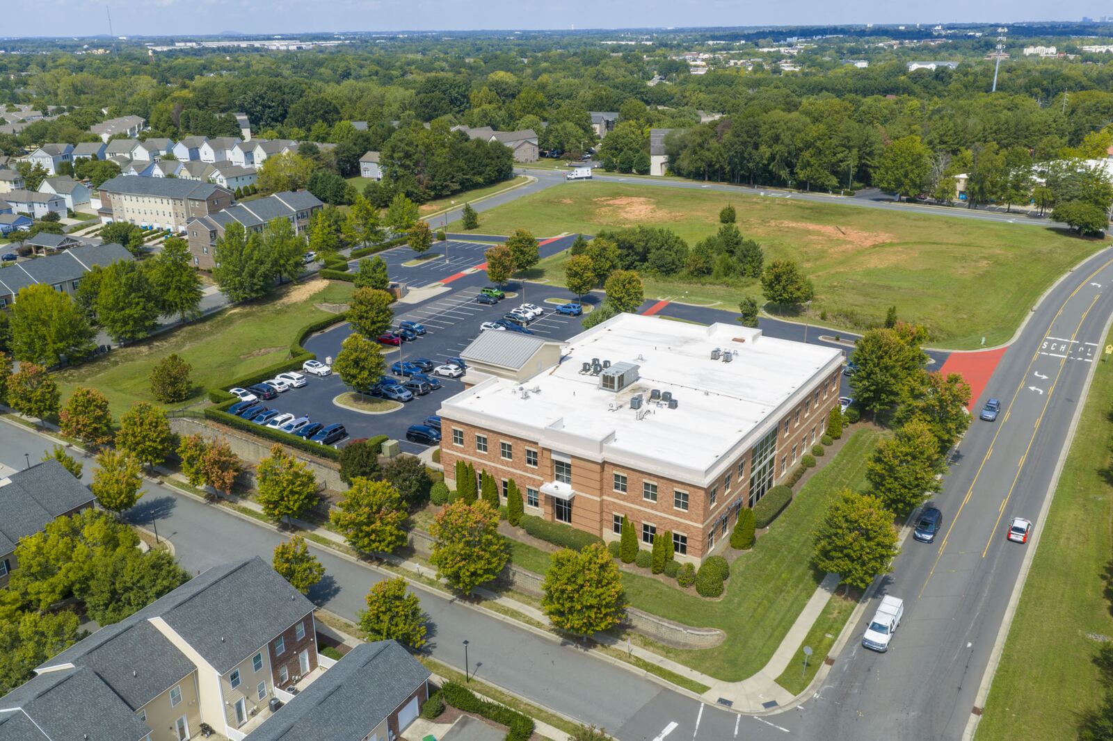 Aerial view of the office park on Carolina Place Parkway